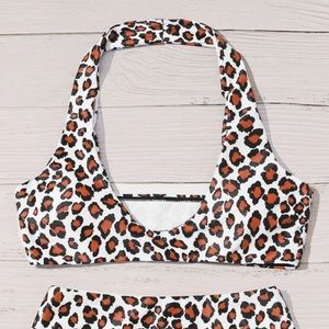 🌺🐳Shein cheetah halter neck bathing suit